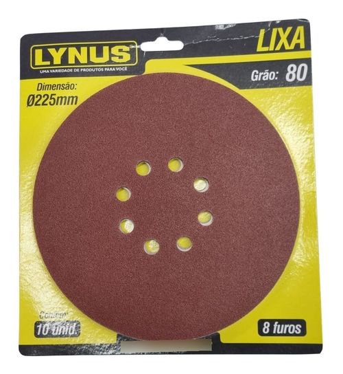 DISCO LIXA (CARTELA 10 UND) 8F G080 225MM LYNUS