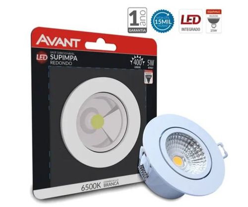 Spot com Led Redondo 5w Luz Branca Bivolt Avant
