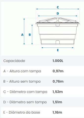Caixa D'agua Polietileno 1000L Fortlev