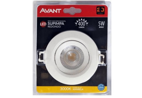 Spot com Led Redondo 5w Luz Amarela Bivolt Avant