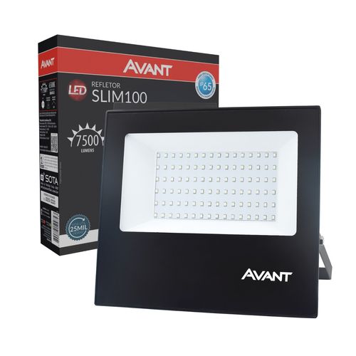 Refletor Led Slim Avant 100w 6500k Bivol