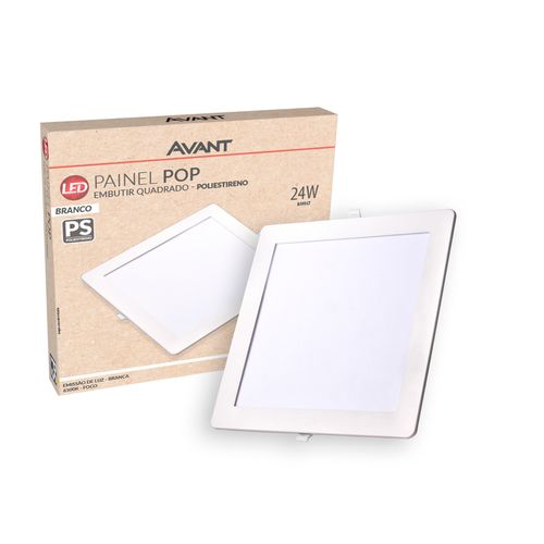 Painel Led Embutir Quadrada 24w  6500k Avant Branca