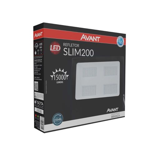 AVANT Refletor Led Slim, Im200. Br6500 K, Bivolt, 15000 Luz Branca