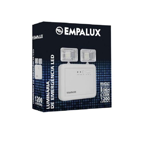 Empalux luminária emergência 2 faróis 8w quadrado 1200Lm